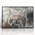 Framed acrylic wall art showcasing a striking lynx design, featuring a black frame and vibrant colors, perfect for wildlife enthusiasts and modern decor.