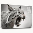 Lynx wall art design displayed in an acrylic frame, showcasing a side view with intricate details and vibrant colors, perfect for wildlife decor enthusiasts.