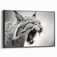 Framed wall art showcasing a stunning lynx design in vibrant colors, set against a black background, perfect for wildlife enthusiasts and modern decor.