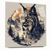 Lynx wall art collection showcasing a vibrant acrylic glass design featuring a side view of a wild lynx, perfect for nature-themed decor and wildlife enthusiasts.