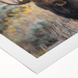 Canvas wall art showcasing a striking design of a moose and elk in a natural setting, emphasizing vibrant colors and intricate details, perfect for wildlife enthusiasts.