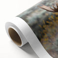 Moose and elk wall art design on rolled canvas, showcasing intricate wildlife illustrations in earthy tones, ideal for nature-themed decor and wildlife enthusiasts.