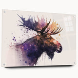Moose and elk-themed wall art design displayed in a side view, showcasing acrylic and glass materials with decorative pins, perfect for nature lovers' decor.