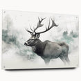 Side view of an 18-inch acrylic wall art piece showcasing a moose and elk design, featuring vivid colors and intricate detailing, ideal for wildlife enthusiasts.