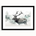 Moose and elk wall art collection in an elegant black frame with a mat, showcasing a detailed wildlife design. Perfect for nature enthusiasts' decor.