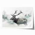 Moose and elk wall art design showcasing wildlife in vibrant colors, rolled for easy display, perfect for nature enthusiasts and home decor accents.