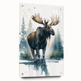 Moose and elk wall art design on acrylic glass, showcasing a vibrant side view with decorative pins, perfect for wildlife enthusiasts' home decor.