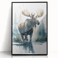 Framed acrylic wall art featuring a moose and elk design, showcasing vibrant wildlife imagery against a black background, ideal for nature enthusiasts' decor.