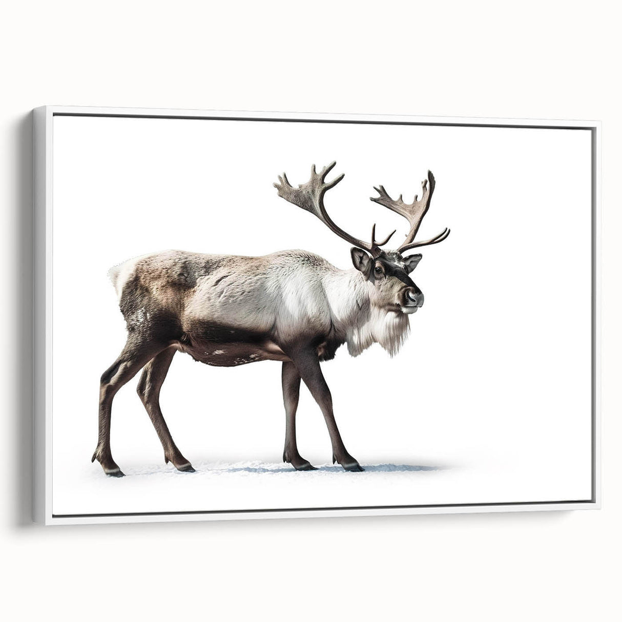 Framed canvas wall art showcasing a moose and elk design in a natural setting, featuring earthy tones and intricate details, perfect for wildlife enthusiasts.