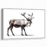 Framed canvas wall art showcasing a moose and elk design in a natural setting, featuring earthy tones and intricate details, perfect for wildlife enthusiasts.