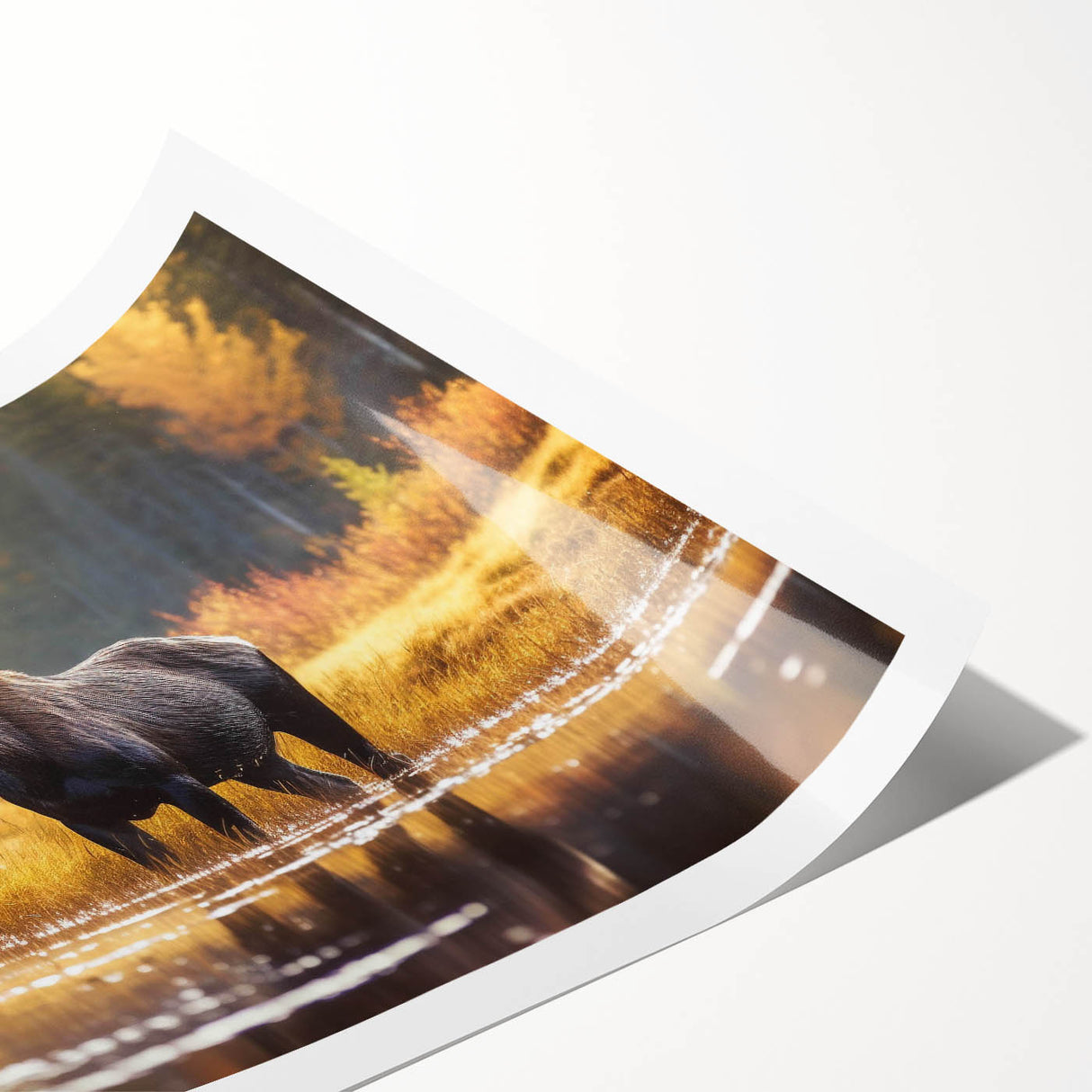 Moose and elk wall art design in earthy tones, showcasing intricate wildlife illustrations, rolled and packaged for easy framing and display in nature-themed decor.