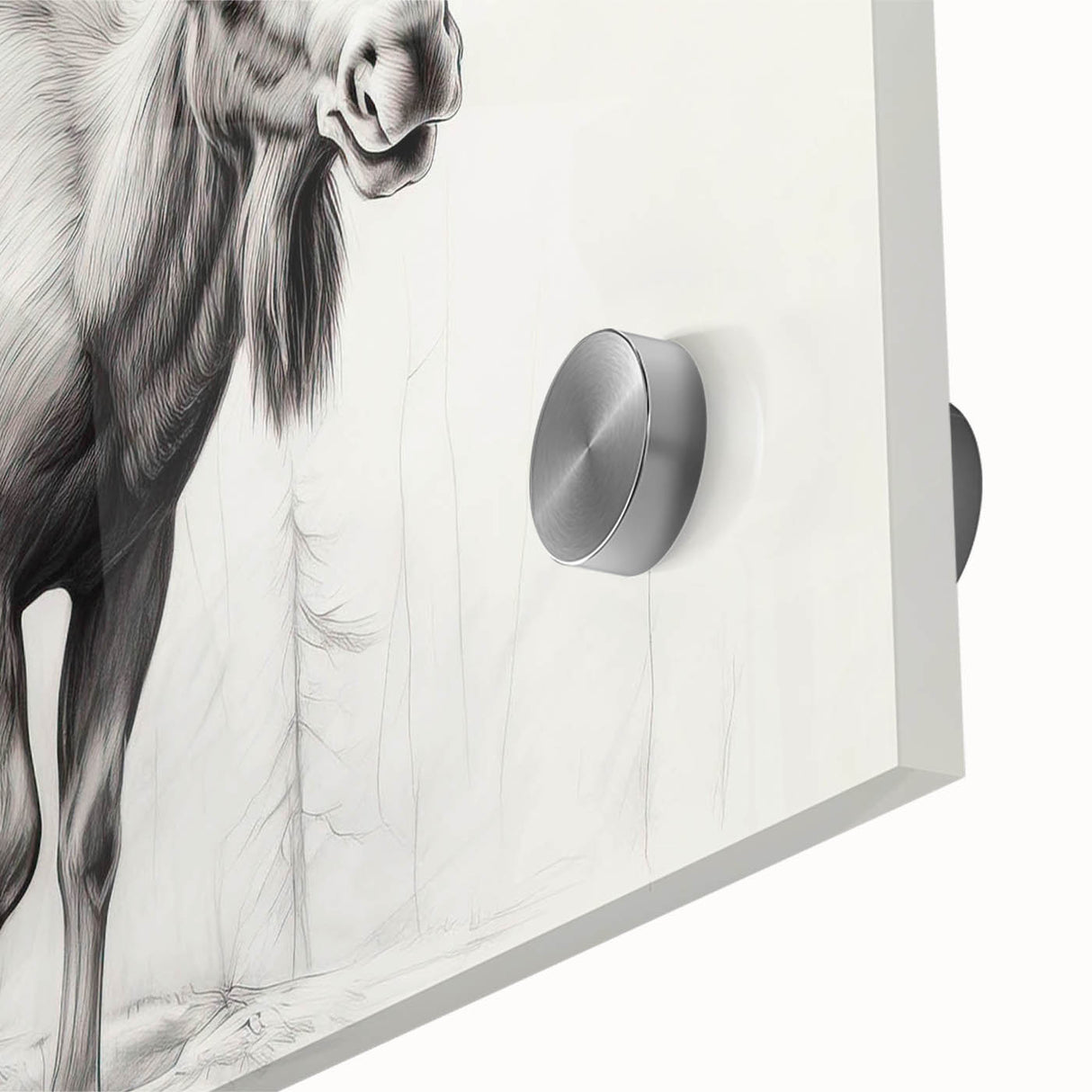 Close-up of a vibrant moose and elk wall art design, showcasing intricate details and colors, printed on acrylic glass for a striking home decor accent.