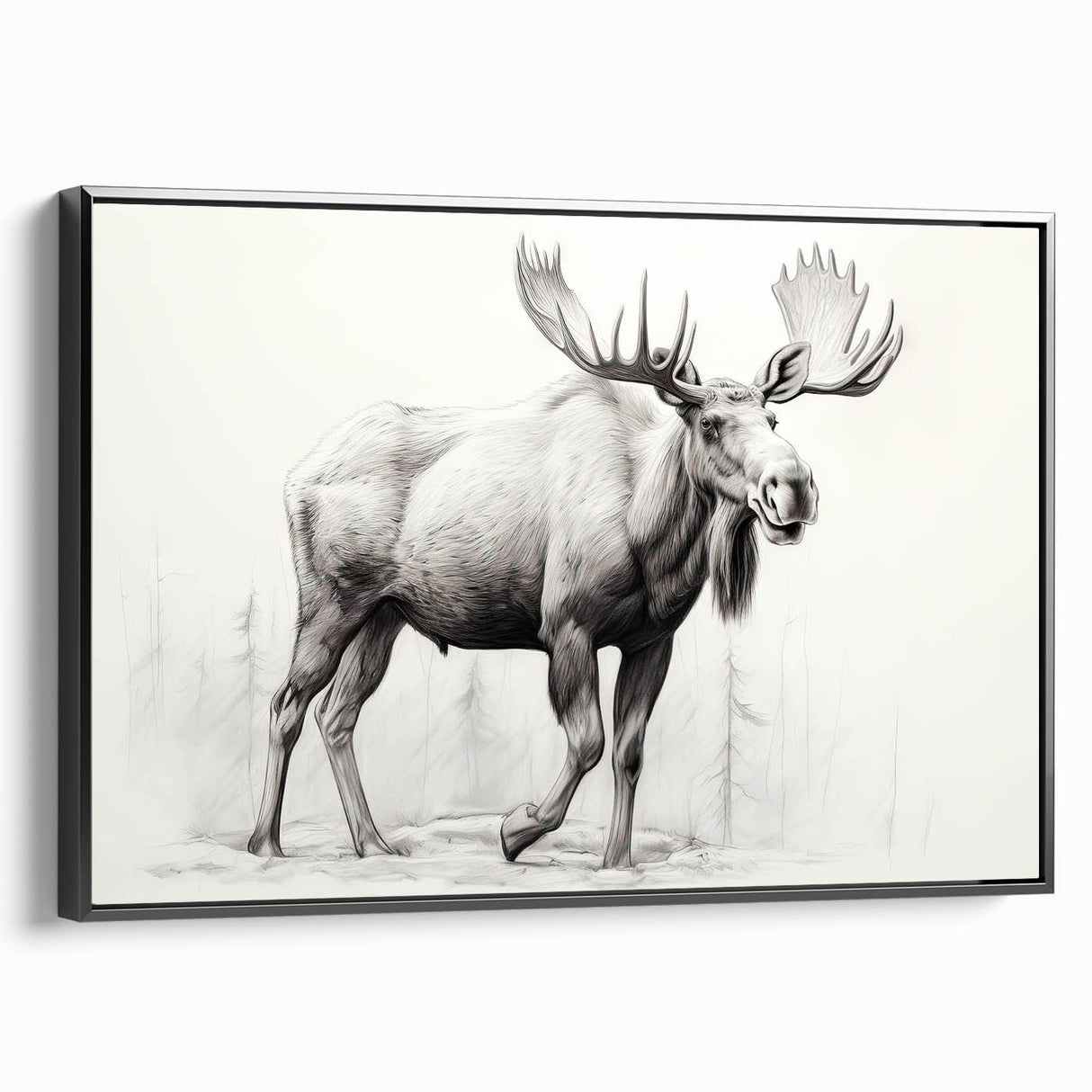 Framed wall art featuring a detailed moose and elk design in a natural setting, showcasing earthy tones and textures, perfect for wildlife enthusiasts and home decor.