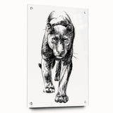 Side view of a sleek acrylic wall art piece featuring a striking panther design, showcasing vibrant colors and intricate details, perfect for wildlife enthusiasts and modern decor.
