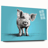 Side view of a modern acrylic wall art piece showcasing a vibrant pig design, featuring colorful patterns and textures, perfect for animal-themed decor.