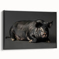 Framed canvas wall art showcasing a whimsical pig design in a vibrant color palette, adding playful charm to any living space. Ideal for animal lovers and home decor enthusiasts.