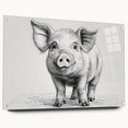 Acrylic glass wall art featuring a whimsical pig design from the Animals A Wild Life collection, displayed in a side view with decorative pins, perfect for animal lovers.