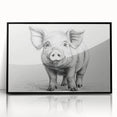 Framed wall art featuring a playful pig design, showcasing vibrant colors on a black background, perfect for animal lovers and modern decor enthusiasts.
