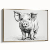 Framed wall art featuring a whimsical pig design in a vibrant gold frame, showcasing a playful and artistic representation of wildlife. Ideal for animal lovers and modern decor.