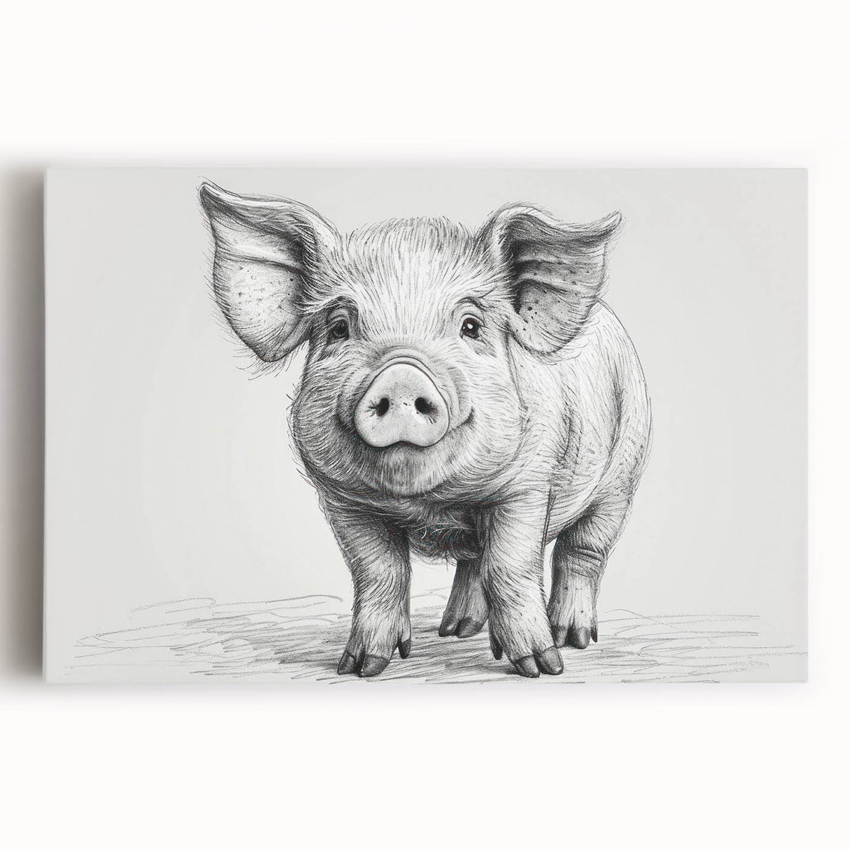 Stretched canvas wall art featuring a vibrant pig design, showcasing intricate details and bold colors, perfect for animal lovers and modern home decor.