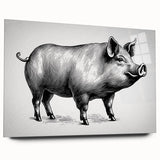Acrylic wall art collection showcasing a vibrant pig design, displayed from a side view, featuring bright colors and intricate detailing, perfect for animal lovers.