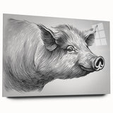 Side view of a vibrant acrylic glass wall art piece featuring a whimsical pig design, part of a wildlife collection, ideal for animal lovers' decor.