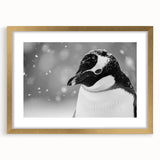 Penguin-themed wall art framed in gold, showcasing a vibrant and playful design, perfect for animal lovers and modern decor enthusiasts. The artwork features a whimsical depiction of penguins in a colorful setting, adding a unique touch to any space.