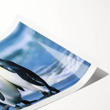 Penguin wall art print showcasing a whimsical design featuring playful penguins on an icy background, perfect for modern home decor and animal lovers.