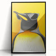Framed wall art featuring a whimsical penguin design, set in a sleek black frame, perfect for adding a playful touch to any modern decor. Ideal for animal lovers and art enthusiasts.