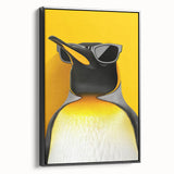 Framed canvas wall art featuring a stylish black side view of a penguin design, perfect for adding a contemporary wildlife touch to home decor.