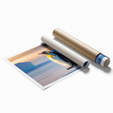 Penguin-themed wall art print showcasing a vibrant design of playful penguins in a snowy landscape, rolled for easy display and shipping. Ideal for animal lovers and home decor enthusiasts.