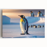 Stretched canvas wall art featuring a vibrant penguin design, showcasing detailed textures and colors, perfect for animal lovers and home decor enthusiasts.