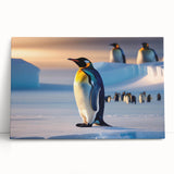 Vibrant penguin-themed wall art on stretched canvas, showcasing playful colors and a whimsical design, perfect for enhancing home decor and children's rooms.