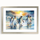 Framed wall art featuring a penguin design from the Animals A Wild Life collection, showcasing intricate details and a silver matte finish, perfect for animal lovers.