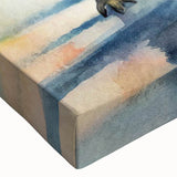 Close-up of a vibrant stretched canvas featuring a penguin design from the "Animals of the Wild" wall art collection, showcasing intricate details and rich colors, ideal for animal lovers and home decor.