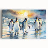 Stretched canvas wall art featuring a vibrant penguin design from the "Animals: A Wild Life" collection, ideal for adding a playful touch to home decor.