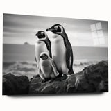 Side view of a penguin-themed wall art piece, showcasing vibrant colors and a sleek acrylic glass finish, ideal for home decor and animal lovers.