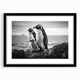Black-framed wall art featuring a whimsical penguin design from the 'Animals A Wild Life' collection, showcasing vibrant colors and playful details, perfect for animal lovers.