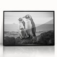 Framed wall art featuring a stylish black acrylic penguin design from the "Animals: A Wild Life" collection, showcasing modern aesthetics and vibrant colors against a minimalist backdrop. Ideal for animal lovers and contemporary decor enthusiasts.