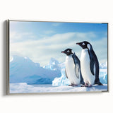 Framed wall art featuring a side view of a sleek silver-penguin design on textured canvas, perfect for adding a modern touch to home decor.