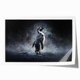 Penguin-themed wall art print featuring vibrant colors and intricate details, presented as a rolled canvas, perfect for adding a whimsical touch to home decor.