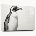 Side view of a modern acrylic glass wall art piece featuring a penguin design from the "Animals A Wild Life" collection, showcasing vibrant colors and detailed artwork, perfect for animal lovers and home decor enthusiasts.