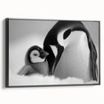 Framed canvas wall art featuring a side view of a penguin design with vibrant colors, ideal for animal lovers and modern home decor enthusiasts.