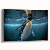 Framed wall art collection showcasing a stylish penguin design with a gold frame, set against a neutral background, perfect for modern home decor.