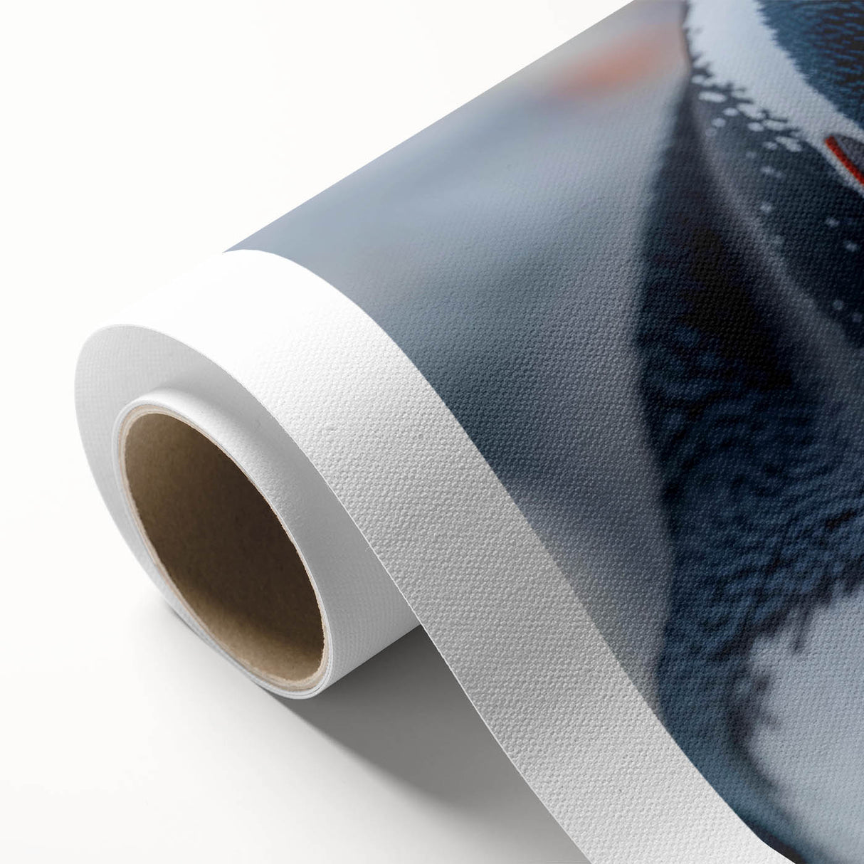 Colorful rolled canvas featuring a whimsical penguin design from the "Animals of the Wild" collection, ideal for children's room decor or nature-themed spaces, showcasing vibrant hues and playful illustrations.