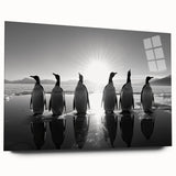 Acrylic glass wall art showcasing a vibrant penguin design from the "Animals A Wild Life" collection, presented in a side view without pins, ideal for animal lovers.