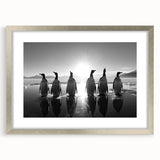 Framed wall art collection featuring a silver mat and front view of a penguin design, perfect for adding a touch of wildlife decor to any room.