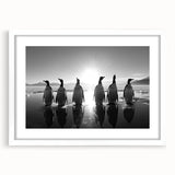 Framed wall art collection showcasing a playful penguin design in vibrant colors, set against a clean white mat, perfect for adding a whimsical touch to any room.
