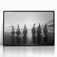 Framed acrylic wall art showcasing a black and white penguin design, perfect for modern home decor. This stylish piece adds a touch of wildlife elegance to any room.