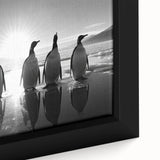 Close-up of a framed canvas wall art piece showcasing a detailed penguin design, emphasizing vibrant colors and intricate textures, perfect for animal lovers and home decor enthusiasts.